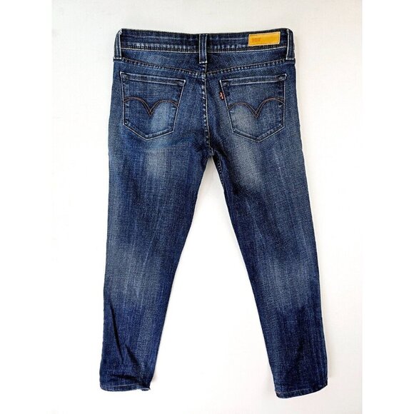 Levi's Size 9M Womens 26 Inch Inseam Demi Curve Juniors Blue Denim logo Jeans - Picture 1 of 12